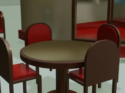 Outside- coffee shop low poly Free low-poly 3D model