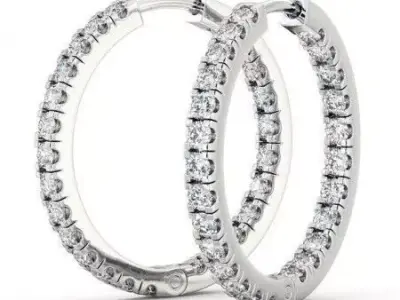 stl file two diamond hoop earrings gold 3D print model