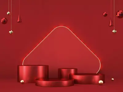 Red festive e-commerce promotion showcase scene 8 3D model
