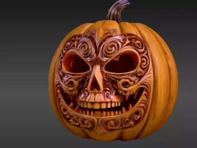 Jack-o -Lantern Stylized Pumpkin Sculpture 3D Model Printable 3D print model