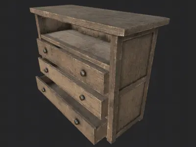 Wood Cabinet 2 PBR Low-poly 3D model