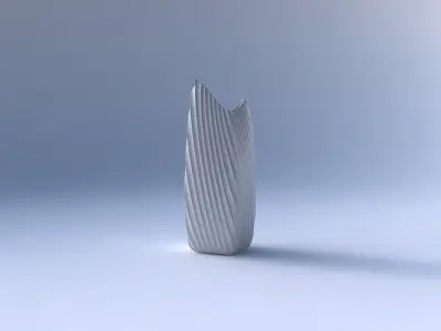 Vase double arc rectangle with extruded vertical lines 2 3D print model