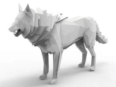 Lowpoly Animal - wolf Low-poly 3D model
