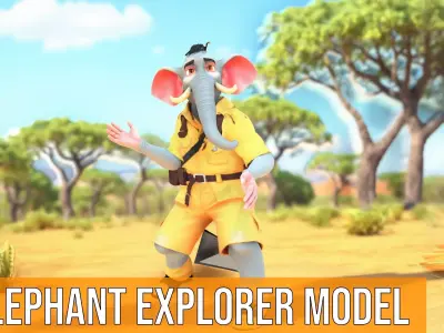 Elephant Explorer model pack Low-poly 3D model