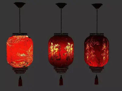 Chinese  red  lantern Low-poly 3D model