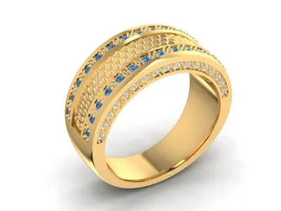 Luxury Women Multi Row Band Ring with Gemstones 1591 3D print model