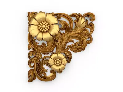 Classic carved corner decor ornament cnc 3d printing stl 03 3D model