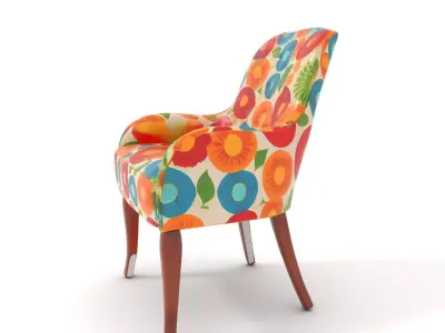 Colorful Floral Patterned Chair Model Pack Low-poly 3D model