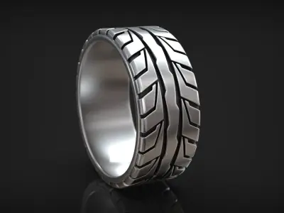 Auto Tire Tread Drifting Wheel Ring Wedding Band 3D print model