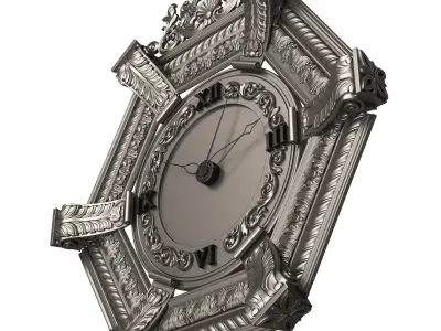Classic Wall Clock 17 Chrome Low-poly 3D model
