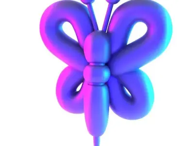 Butterfly Pink Wings Balloon Decoration Props Second Life toy 3D print model
