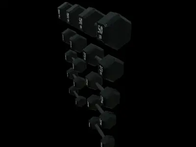 high-quality set of 5 dumbbells in a realistic 3D model Free low-poly 3D model