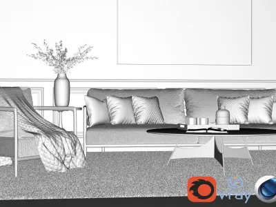 MODERN LIVING ROOM Low-poly 3D model