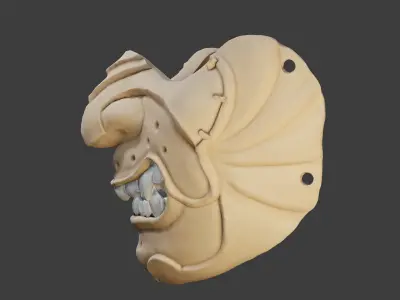 Oni Mask 11 Demon Half Face 3D print model