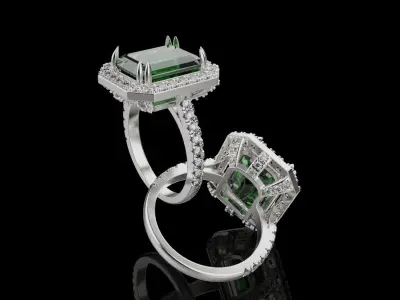 Woman Emerald Ring 0047 3D print model