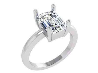 Emerald Solitaire Ring 4161 3D print model