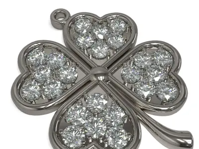 Clover pendant with gems 3D printable model 3D print model