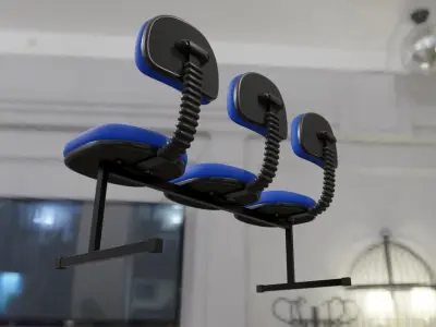 Triple Office Chair  - Waiting Room - Cadeira tripla 3D model