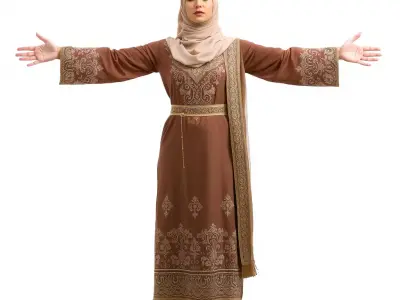Elegant Brown Abaya model pack Low-poly 3D model