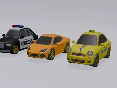 Low Poly Cartoon Cars Pack - Game Ready 3D Models Low-poly 3D model