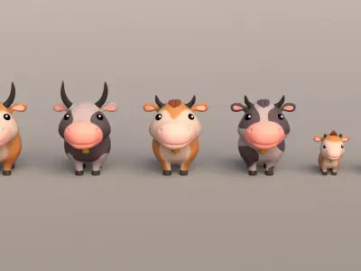 3D model Farm Animals Pack Low-poly 3D model