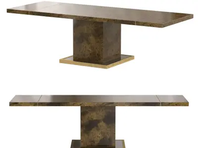 BURL WOOD BRASS TABLE 3D model