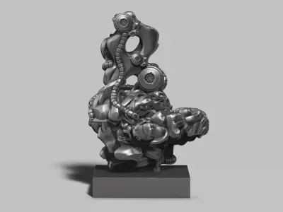 modern abstract robotic sculpture 153 3D print model