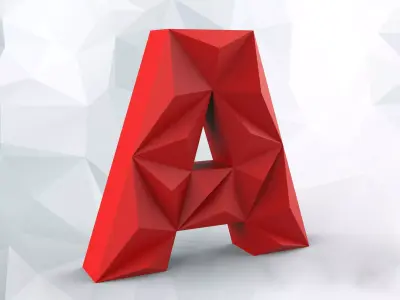 Lowpoly letter A polygonal 3D print model