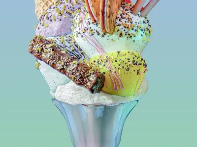 Big Ice-cream in the bowl Free 3D model