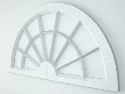 Antique Blue Window Arch Mirror 3D model