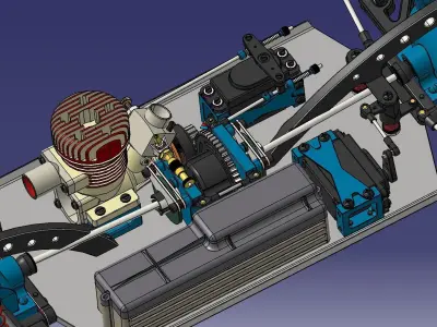 RC methanol fuel car chassis 3D model