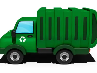 Cartoon Garbage Truck Low-poly 3D model