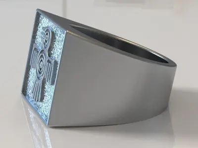 ring signet eagle indian 3D print model