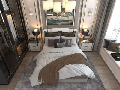 Modern Bedroom Scene 5 3D model