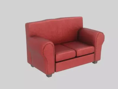Red Sofa Free low-poly 3D model