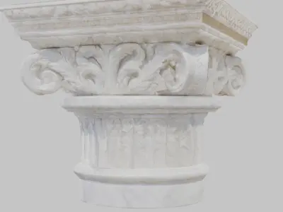 Corinthian Column Capital - White Marble 3D Model Low-poly 3D model