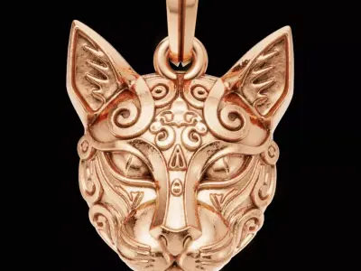 Cat Head Pendant  Elegant Feline Jewelry 3D Print Model 3D print model