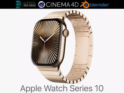 Apple Watch Series 10 Titanium Gold 3D model