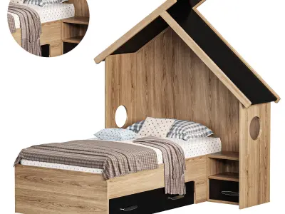 Odacix Hausbett Sultan Montessori in Vogelhausdesign 3D model