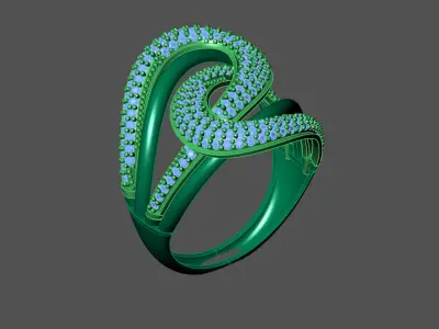 Womens Rings With Stone Ring Ready STL 3DM Models Rings women 3D print model 21