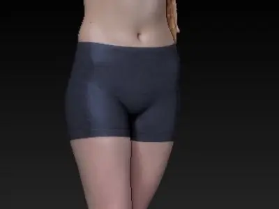 Sporty woman with long hair posing 49 Low-poly 3D model