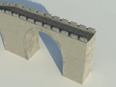 Bridge 3D model great wall of china Low-poly 3D model