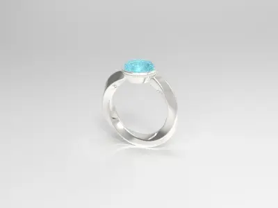 Jewelry aqua stone ring Free low-poly 3D model