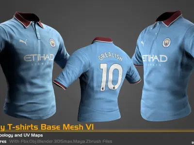 5 Low Poly T-shirt Base Mesh For Game Low-poly 3D model