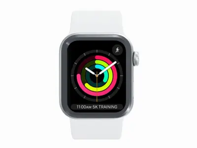 Apple Watch 3 - Silver Aluminium Case with White Sport Band Low-poly 3D model