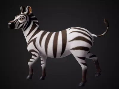 Zebra - Stylized Animal Rigged Low-poly 3D model