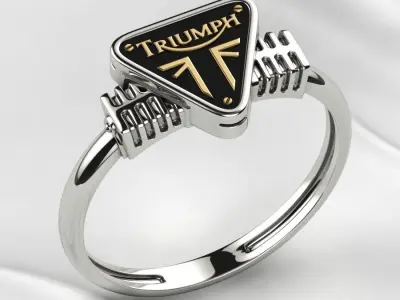 Triumph Logo Silver or Gold Ring with Enamel 3D print model