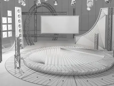 Virtual TV Studio Chat Set 23 3D model