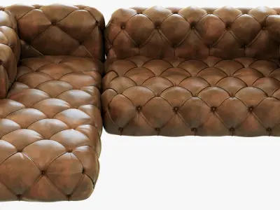 Restoration Hardware Soho Tufted Leather Left-Arm Sofa 3D model