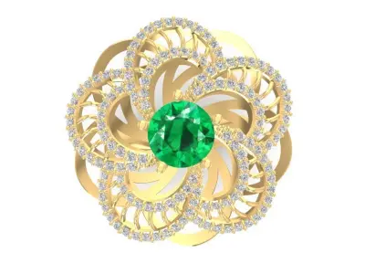Luxury Filigree Flower Cocktail Ring with Round Gemstone 3D 1233 3D print model